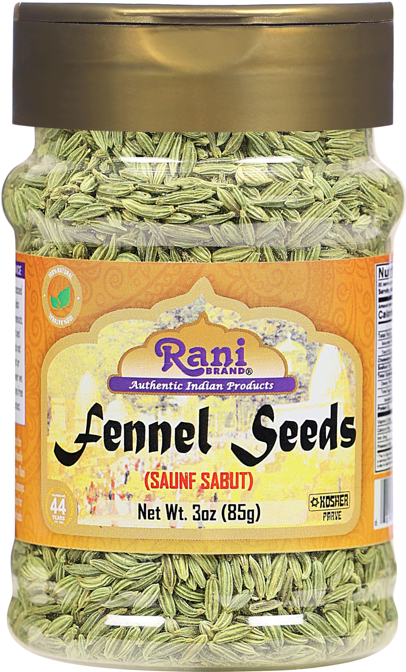 Rani Fennel Seeds jar front view, premium whole fennel for authentic cooking