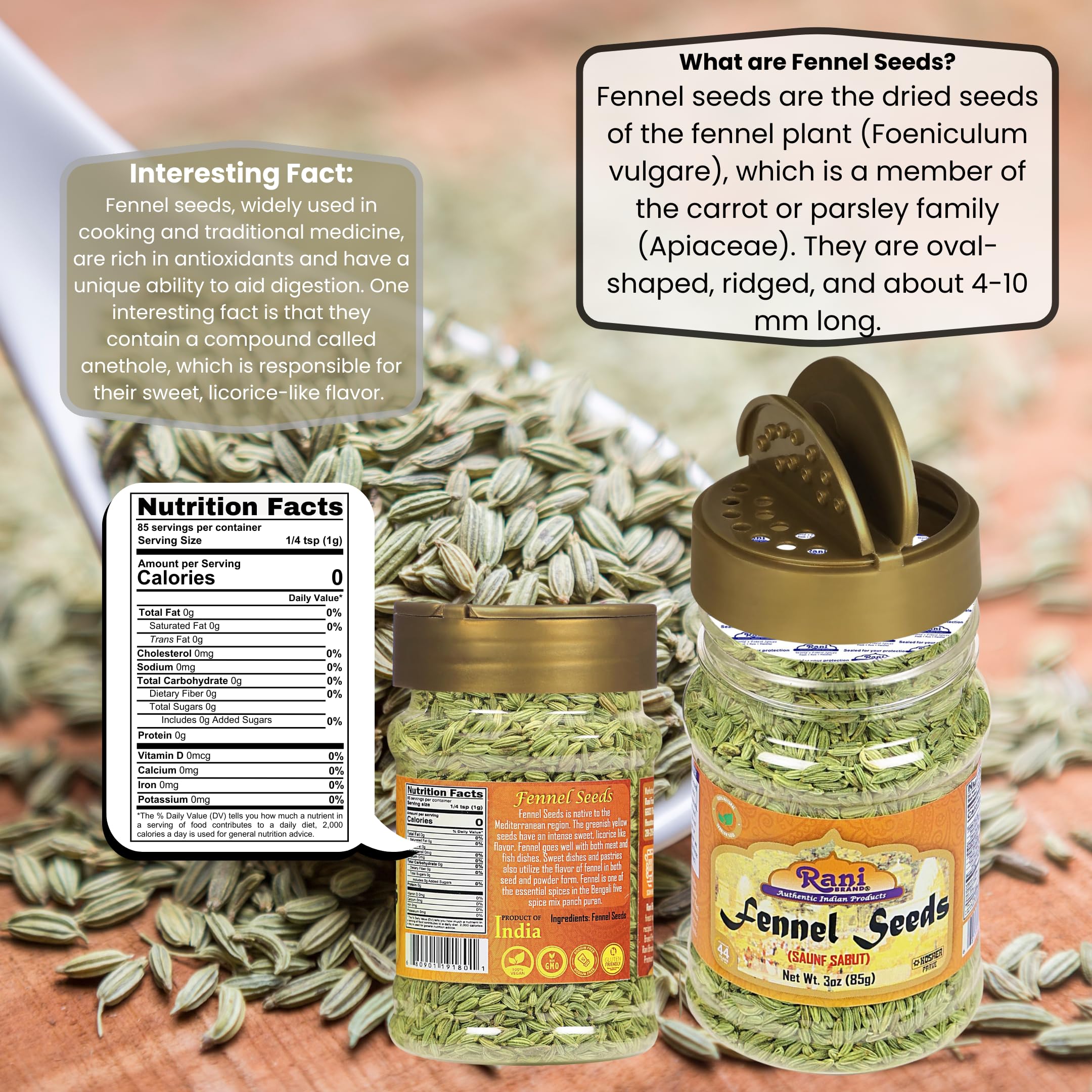 Rani fennel seeds closeup reveals vibrant aroma for teas and curries