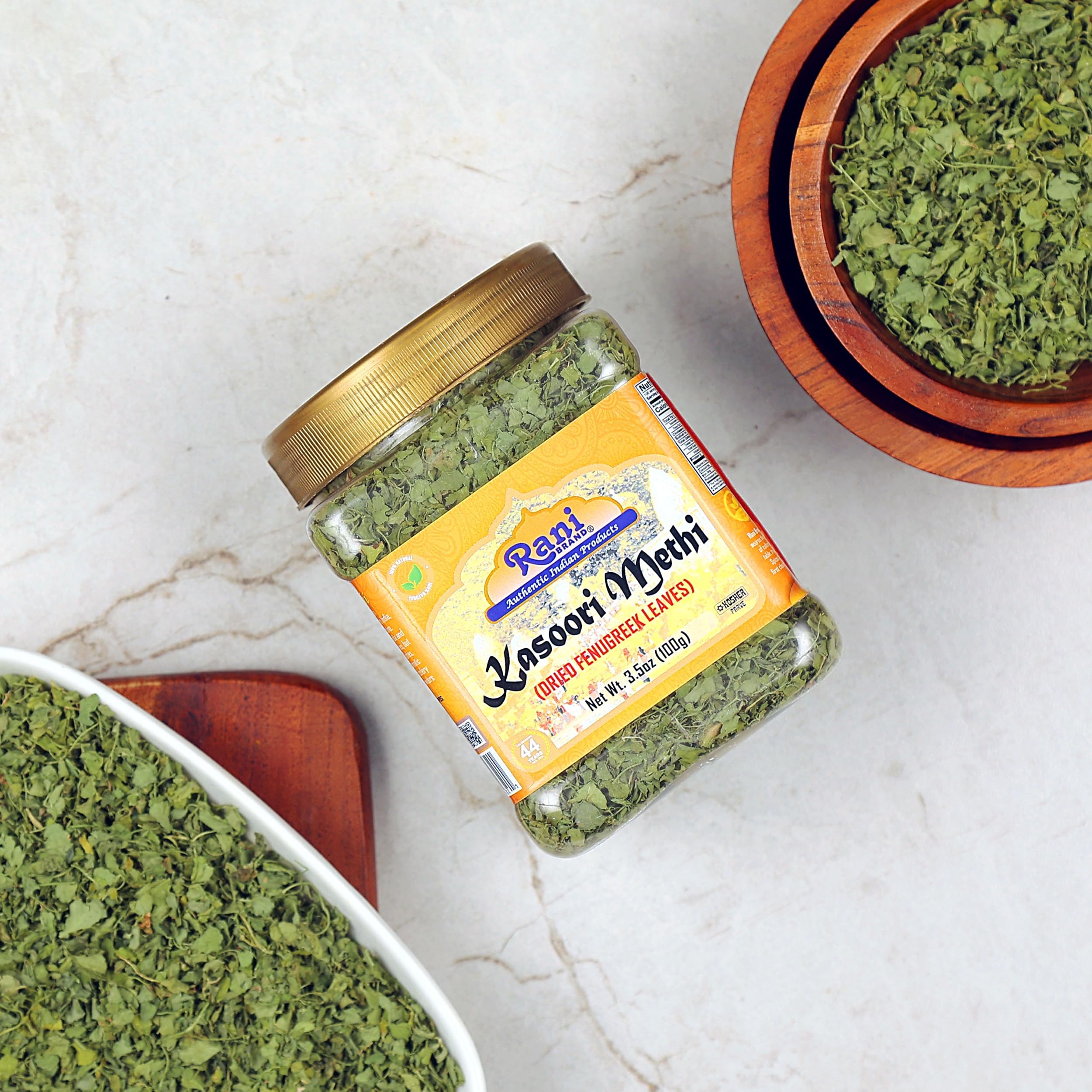 Rani fenugreek leaves jar foil-sealed for freshness and potency