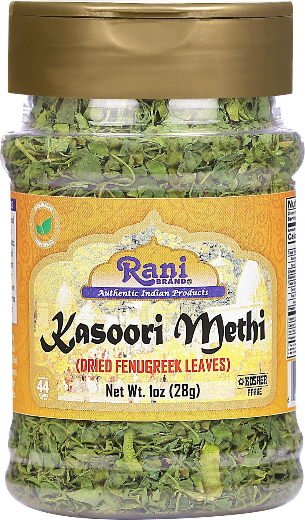 Rani fenugreek leaves dried jar close-up enhances authentic Indian flavor in meals