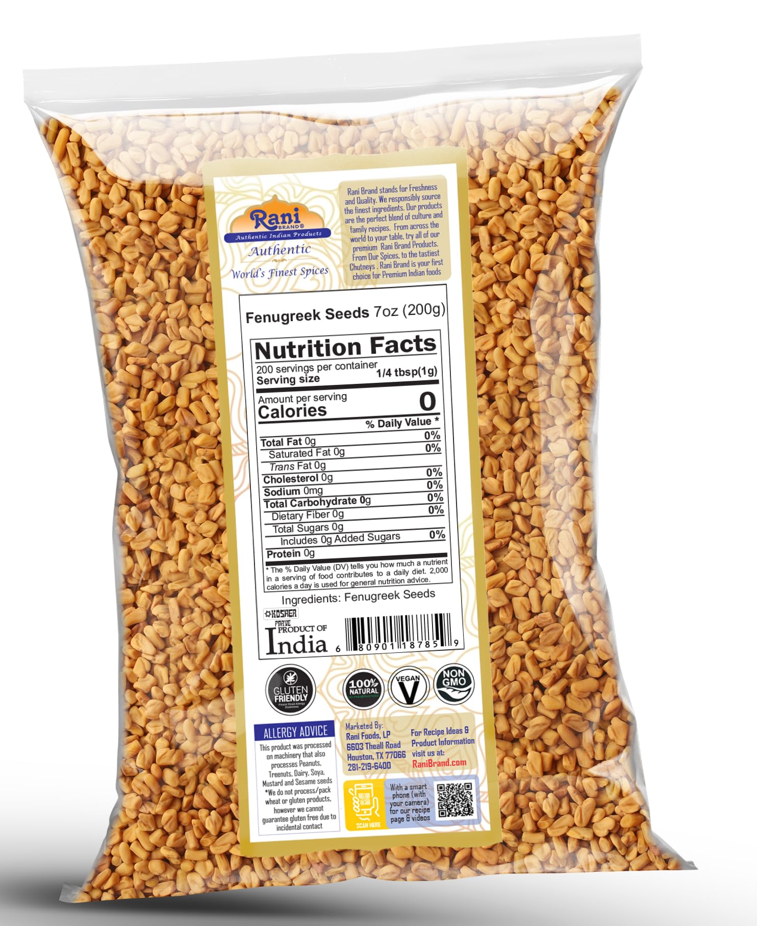 Closeup of Rani Fenugreek seeds showing glossy, uniform grains