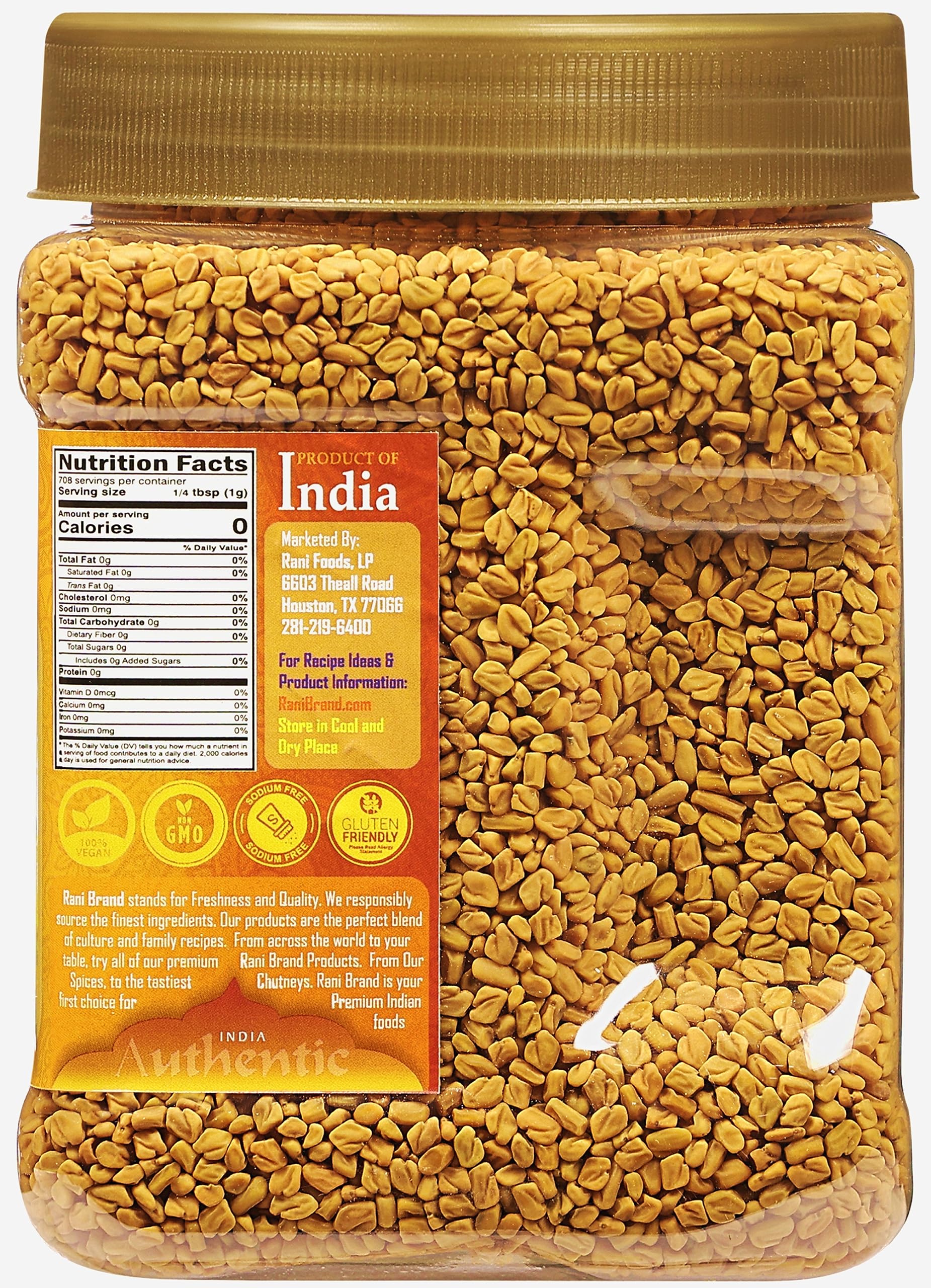 Rani fenugreek seeds cap view helps preserve freshness for curries and spice blends.