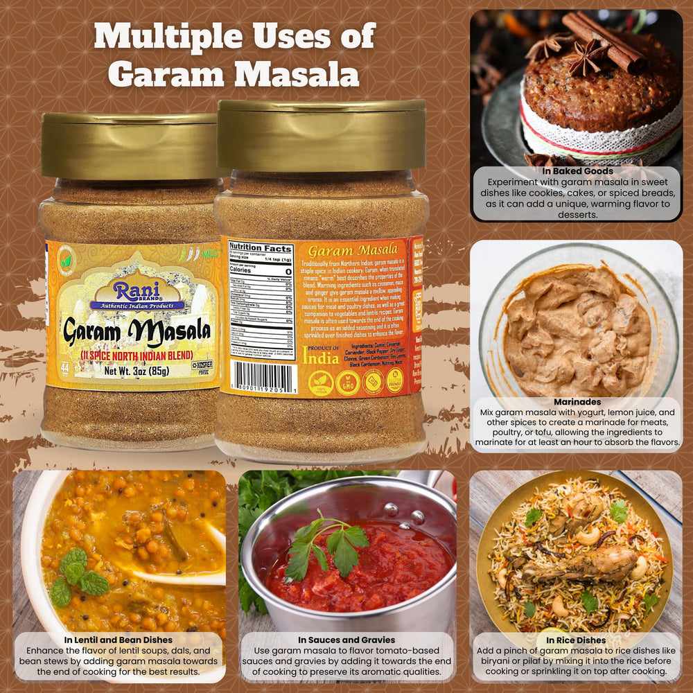 Rani Garam Masala jar label closeup with product details and kosher icon
