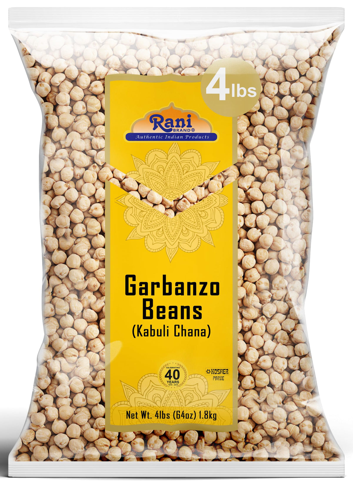 Rani Garbanzo beans 64oz bulk pack ready for pantry storage