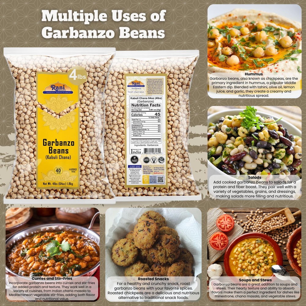 Rani Garbanzo Beans packaging front label highlights origin