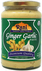 Rani Ginger Garlic Paste in glass jar front view for quick authentic flavor.