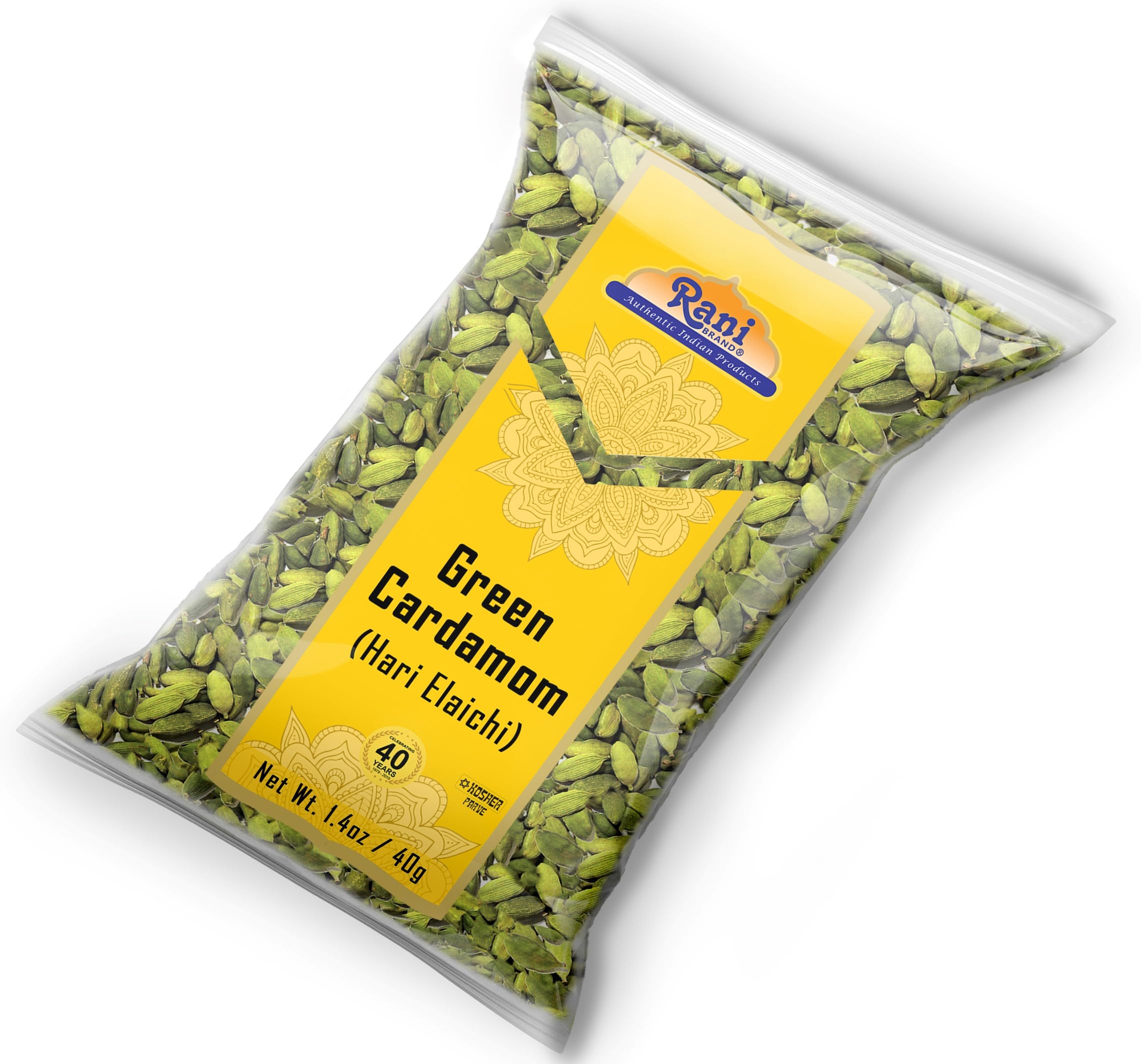 Rani Brand Hari Elachi 40g pouch with authentic Indian spice heritage.