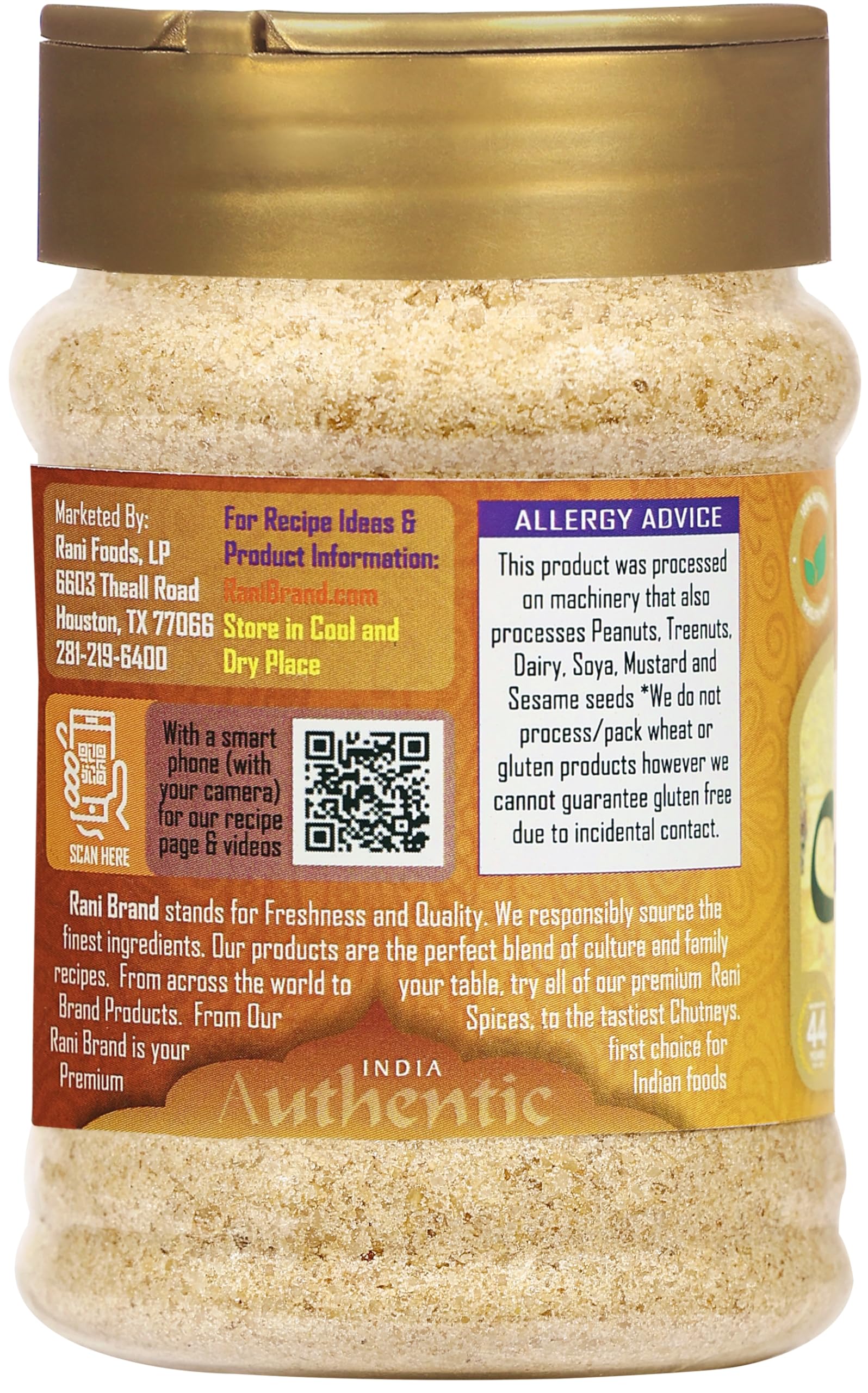 Rani Hing ingredients label supports clear spice selection