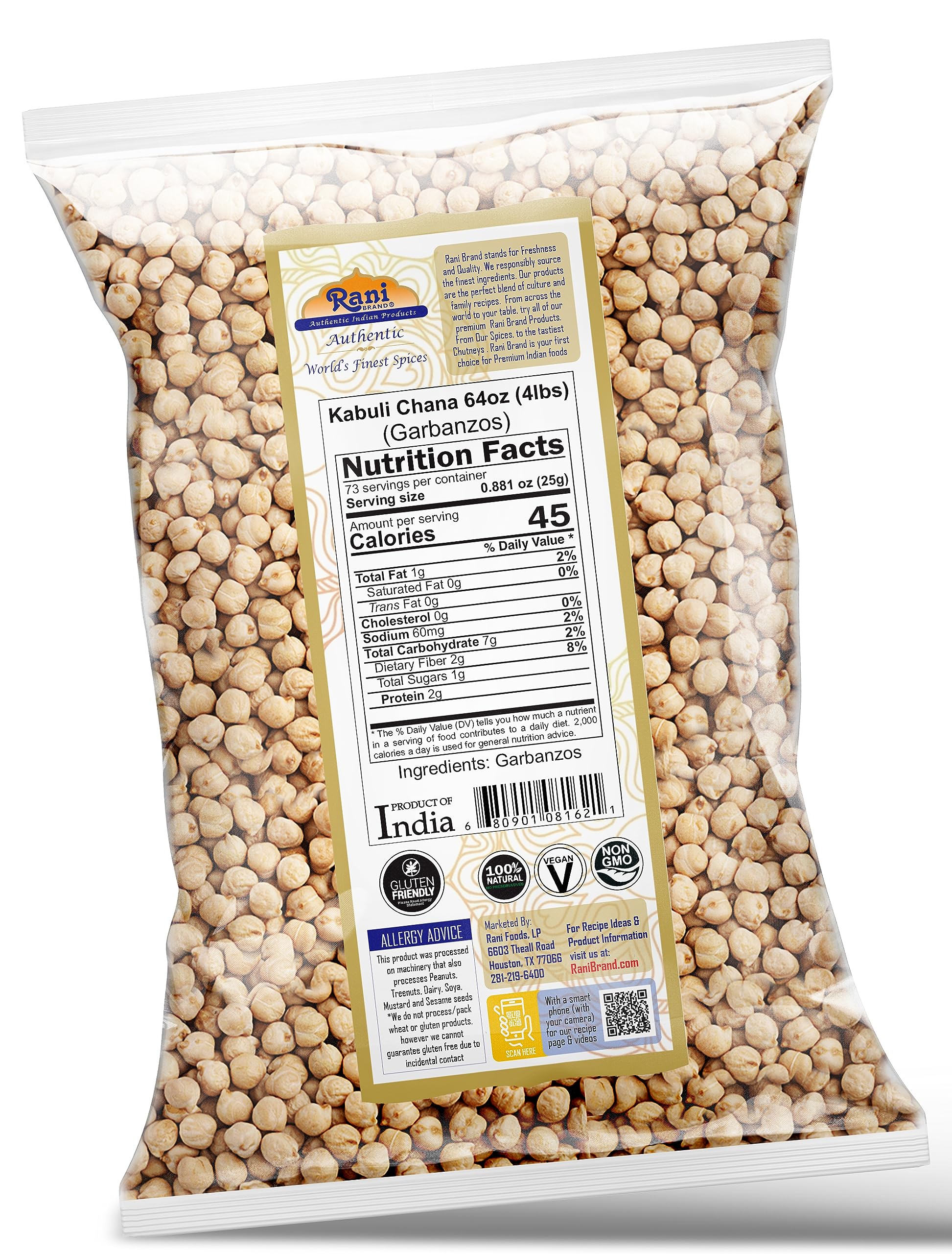 Rani Kabuli Chana dried beans close-up showing natural texture