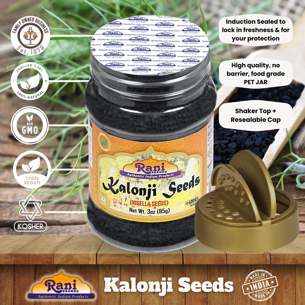 Pouring Kalonji from the jar for easy seasoning during cooking.