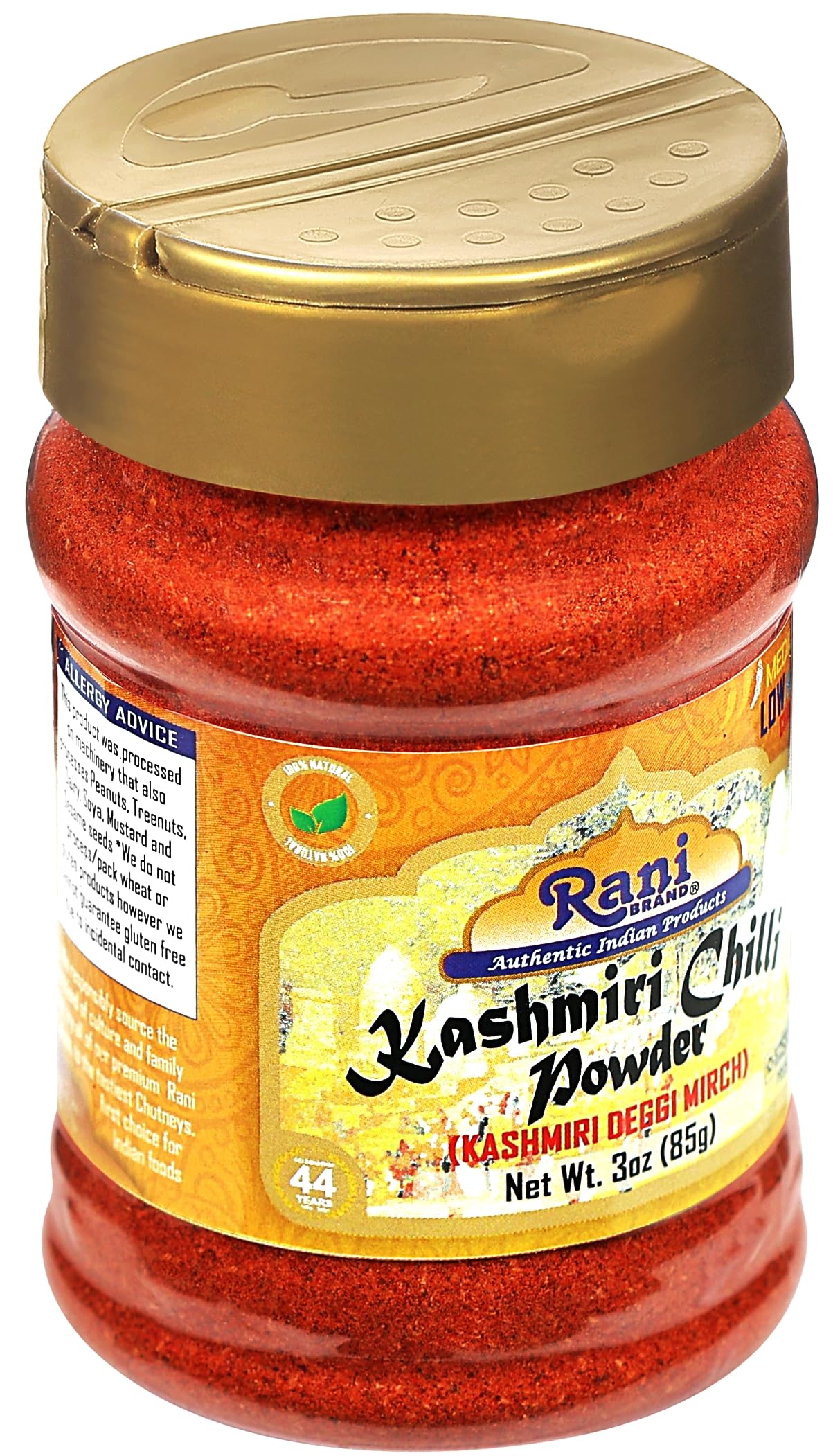 Rani Kashmiri Chilli Powder product of India label on jar