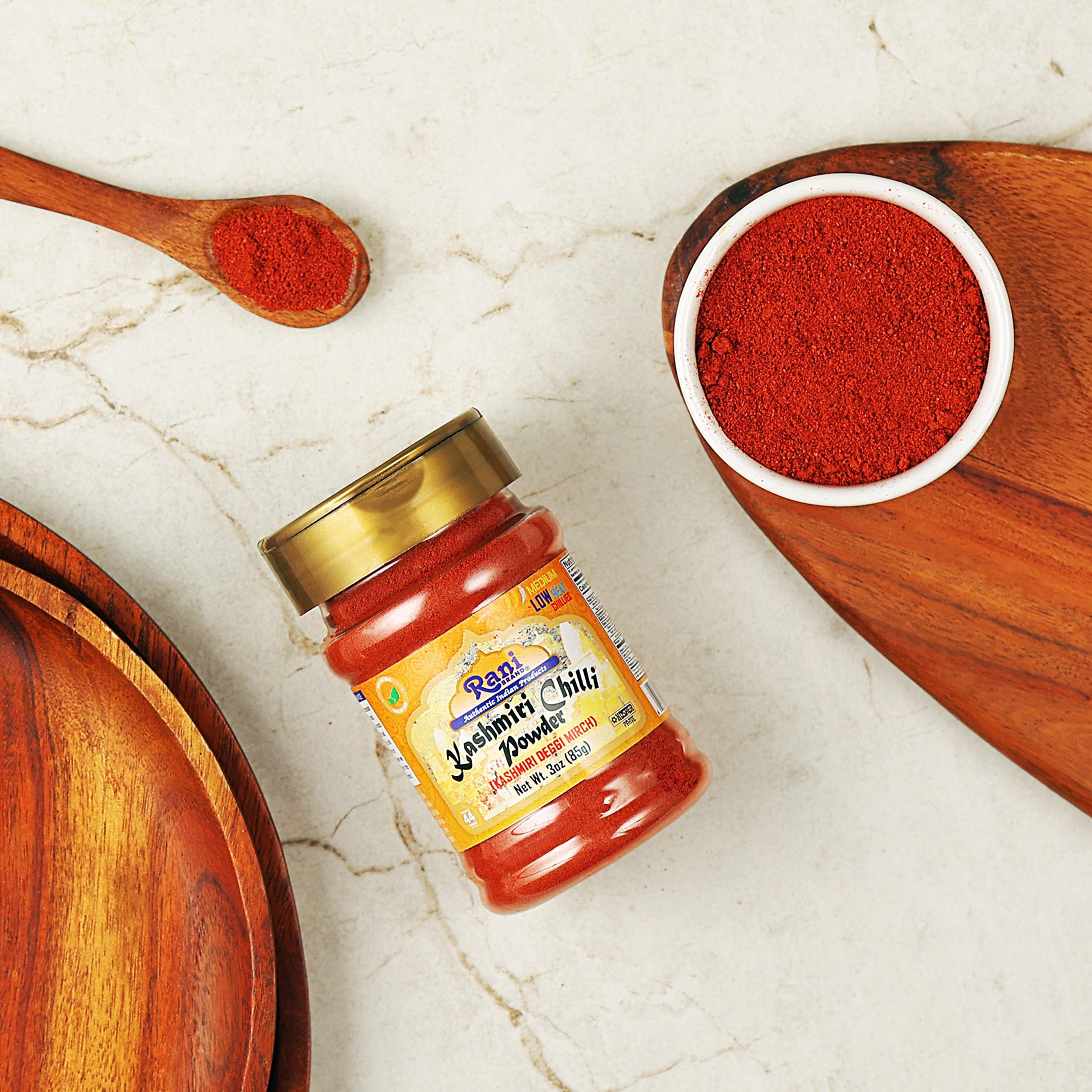 Rani Kashmiri Chilli Powder jar close-up showing powder