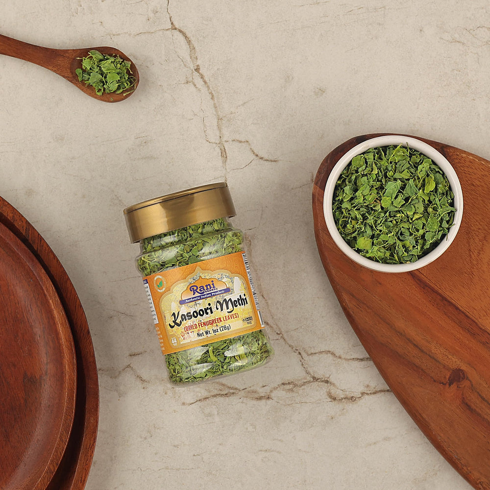 Rani Kasoori Methi dried leaves front-view jar for easy identification