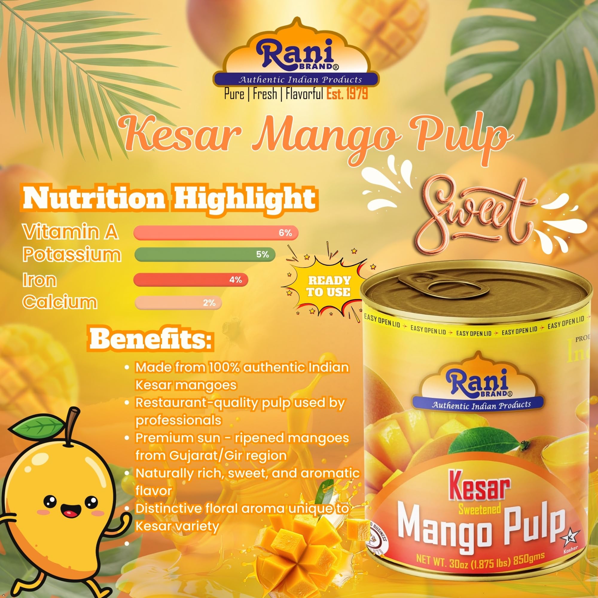 Rani Mango Pulp Puree Kesar as dessert topping.