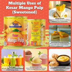 Rani Mango Pulp Puree Kesar label on can.