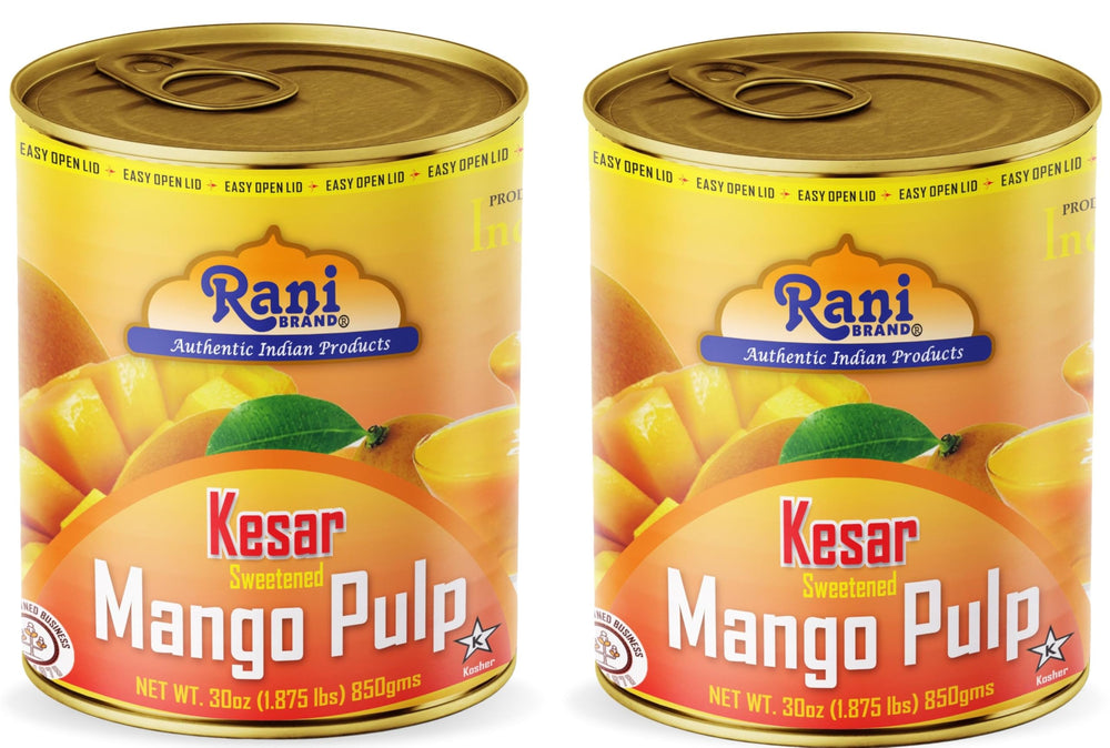 Rani Mango Pulp Puree bottle front with authentic Kesar flavor.