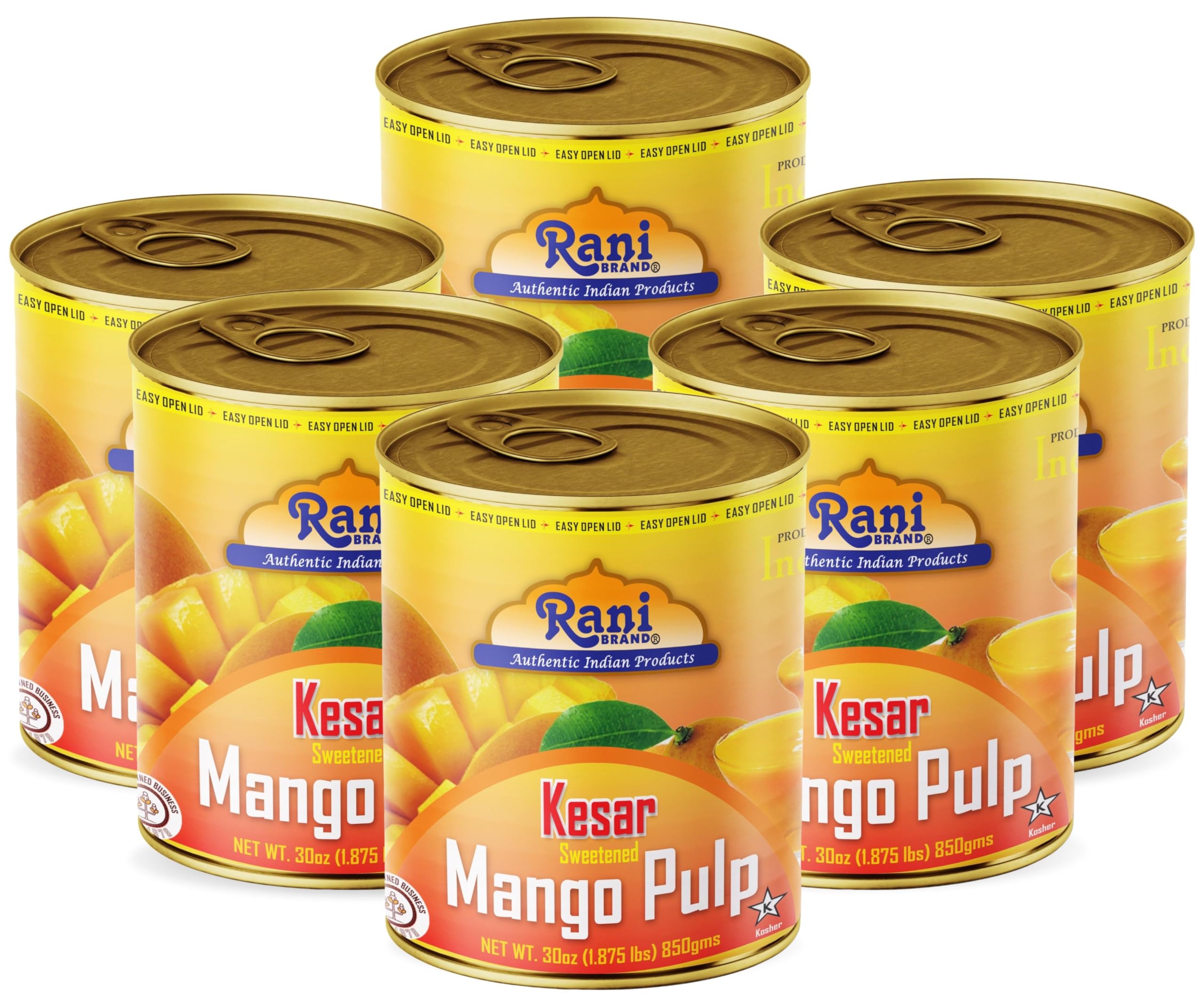 Rani Mango Pulp Puree bottle featuring Kesar mango for authentic lassi base.