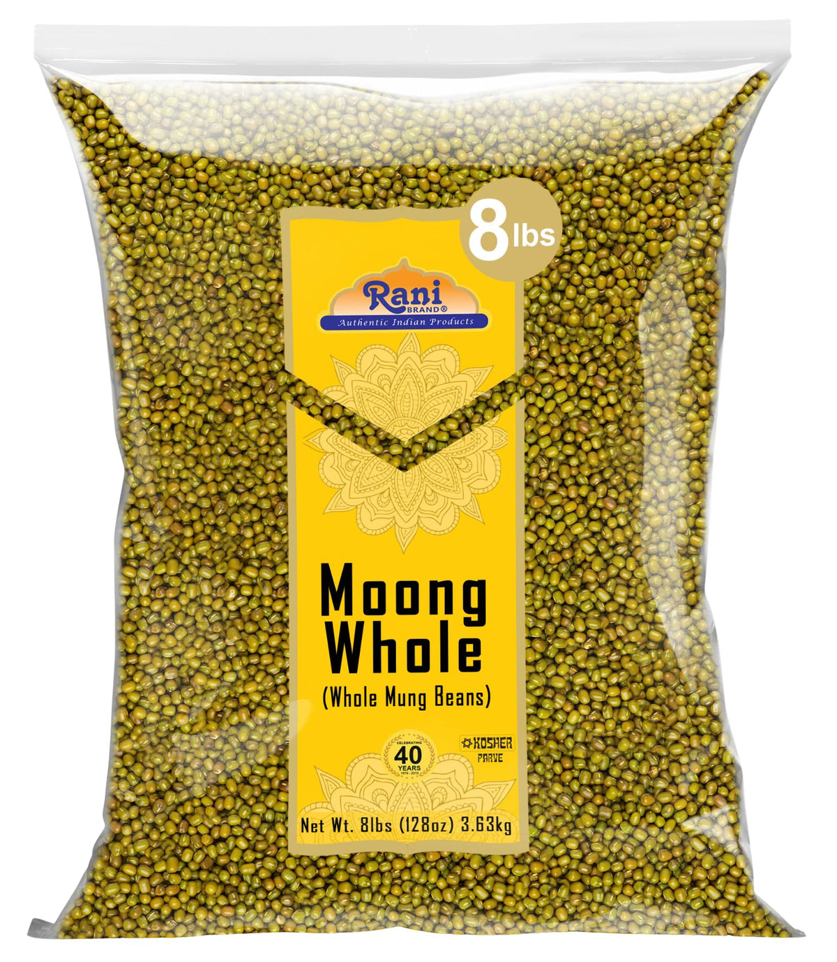 Rani Moong Whole 8lb bag for protein-rich vegetarian meals