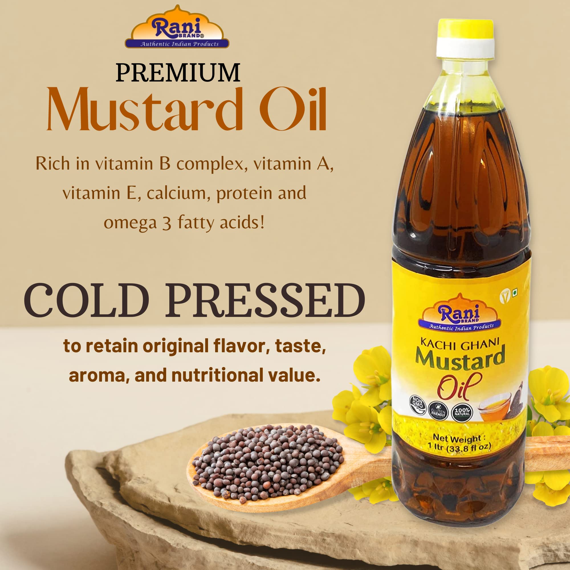 Rani Mustard Oil used for hair care to nourish ends and scalp