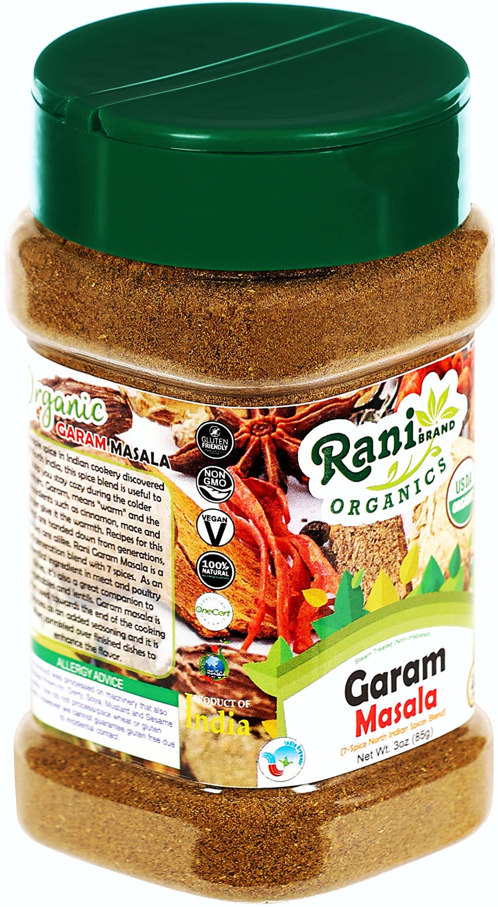 Product origin graphic showing India as the source of Rani Garam Masala.