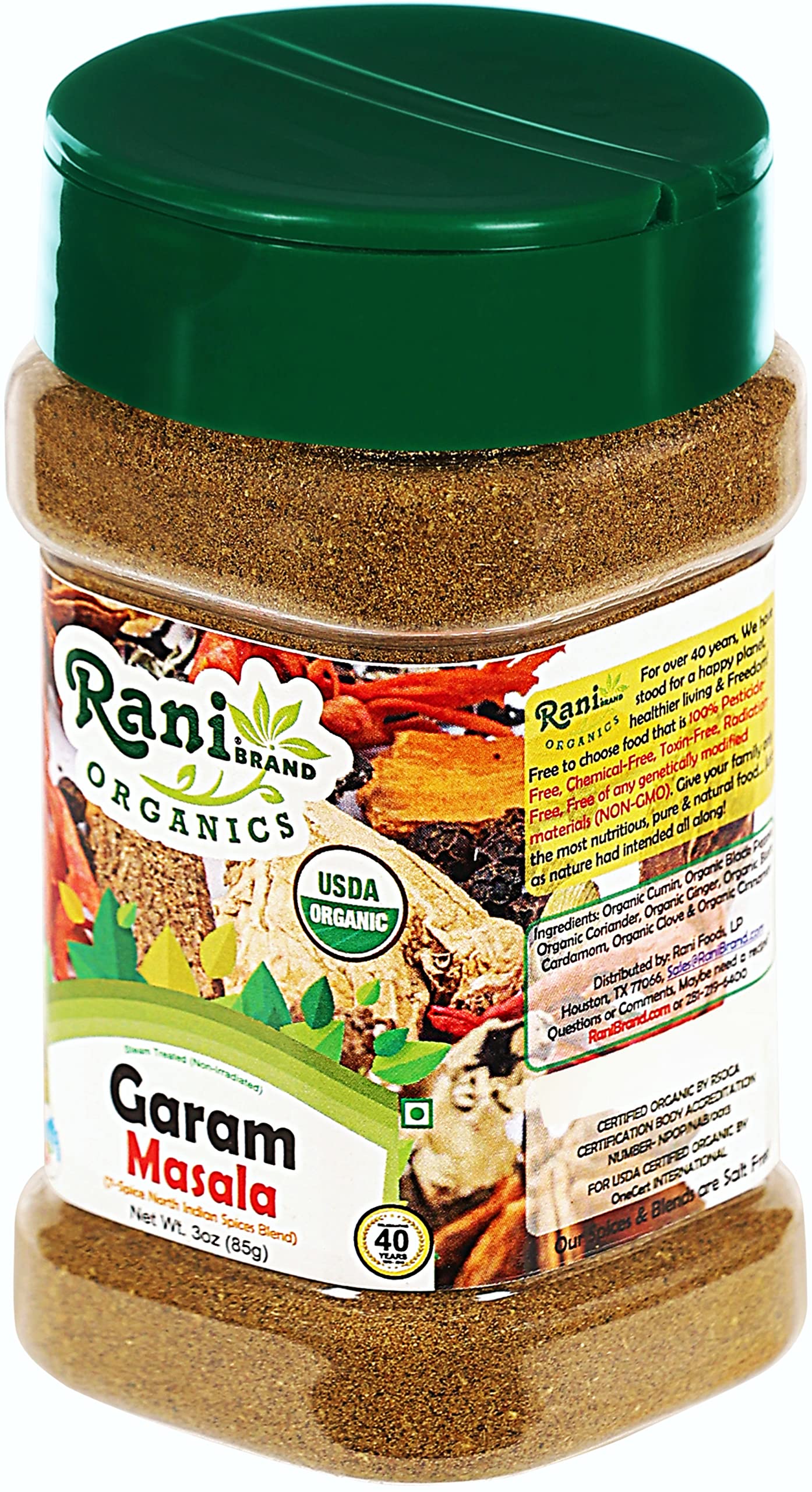 Rani Garam Masala packaging jar emphasizes convenience and freshness.