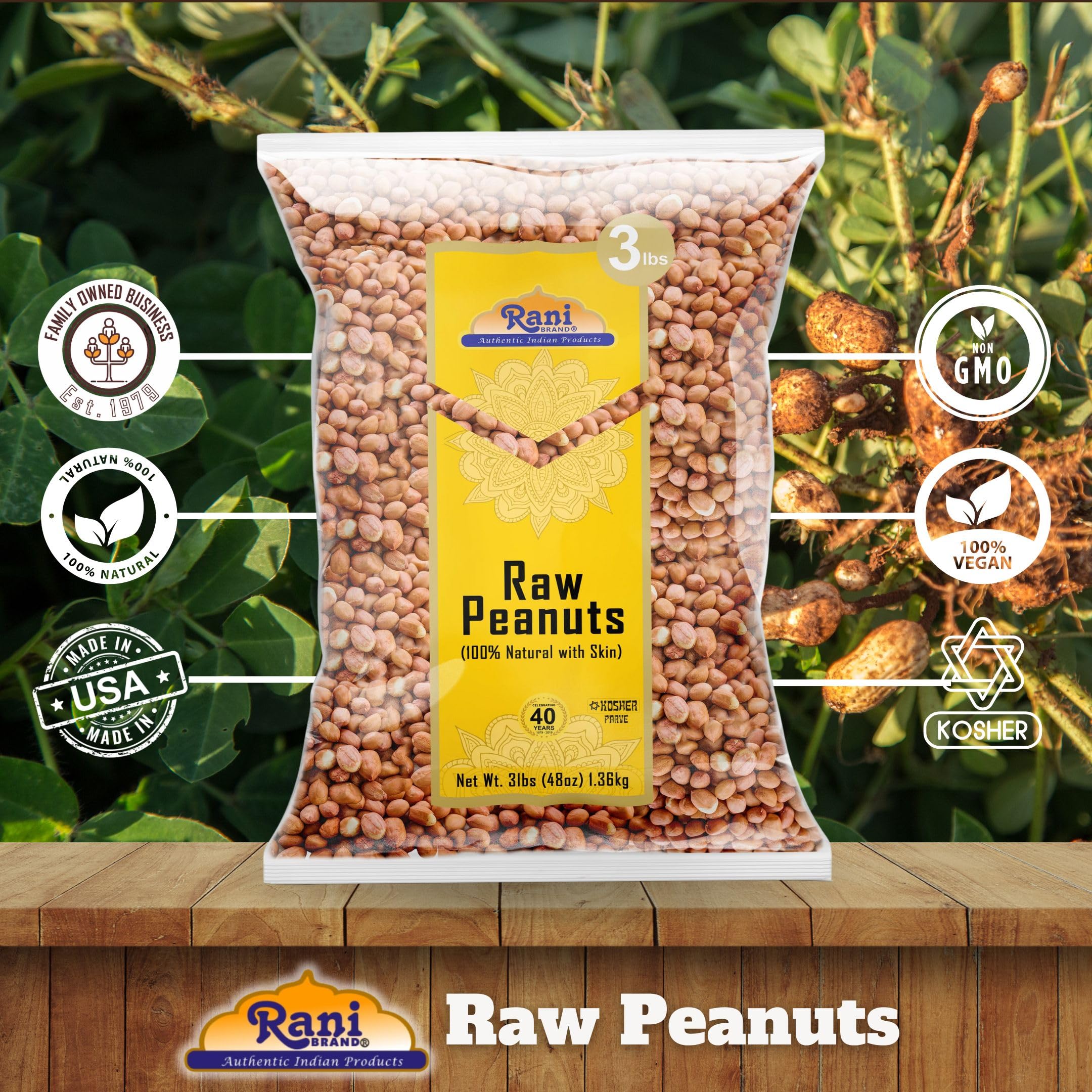 Rani Peanuts groundnut red-skin raw — natural flavor for nut butters and curries.