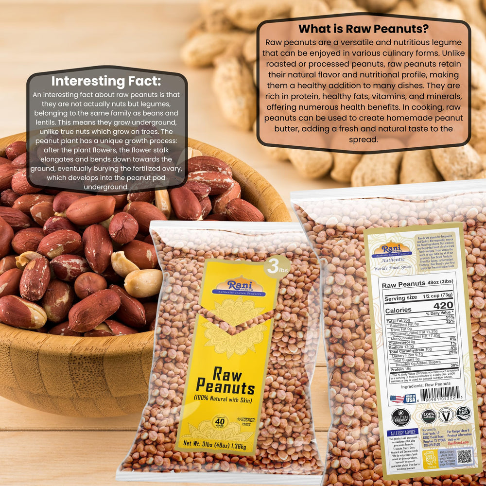 Rani Peanuts unsalted raw bulk — versatile base for snacks and breads.