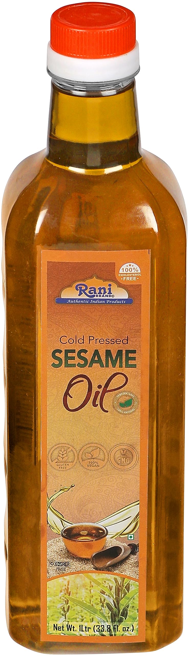 Rani sesame oil kosher certification close-up for consumer trust.