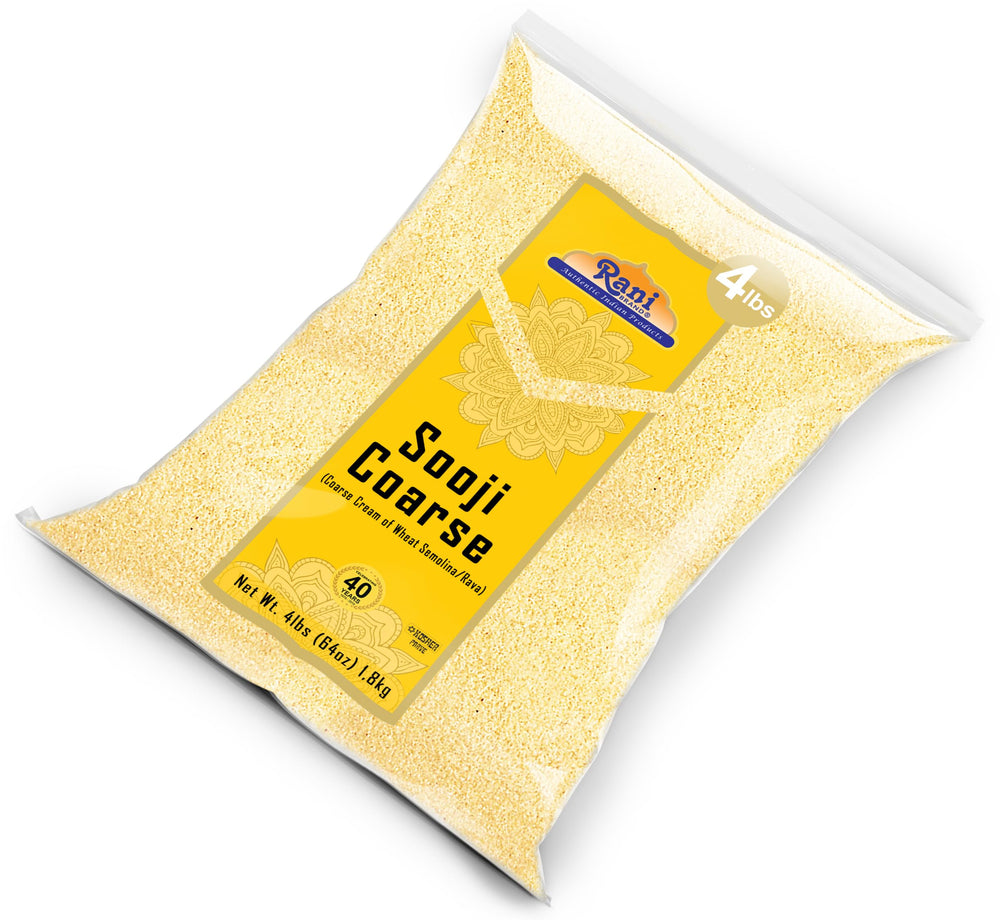 Rani Sooji Coarse semolina thickening gravies with silky texture.