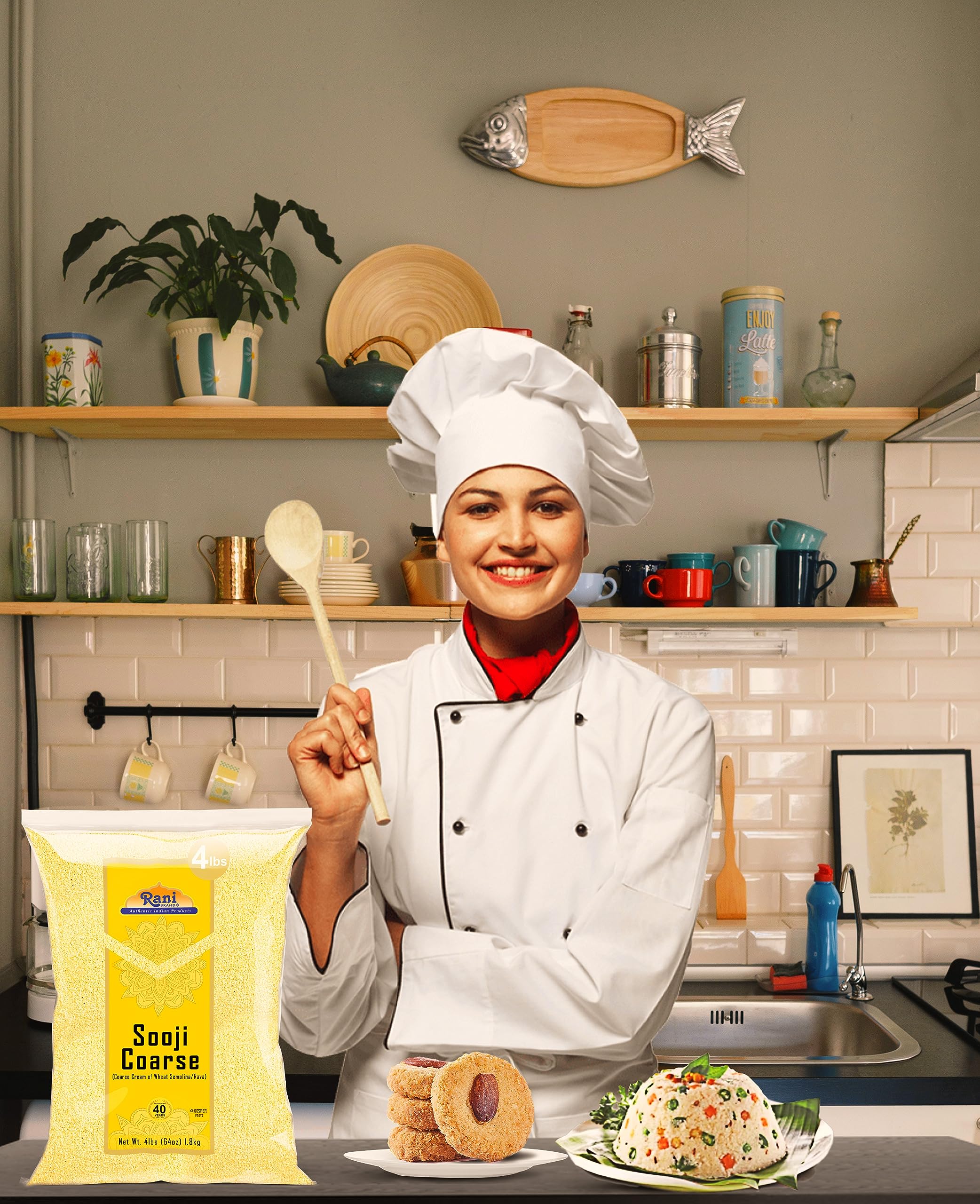 Rani Sooji Coarse toasted aroma enhancing pan-fried snacks.