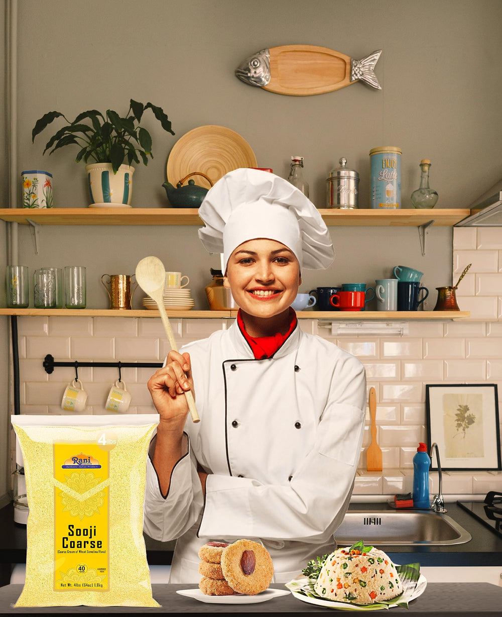 Rani Sooji Coarse toasted aroma enhancing pan-fried snacks.