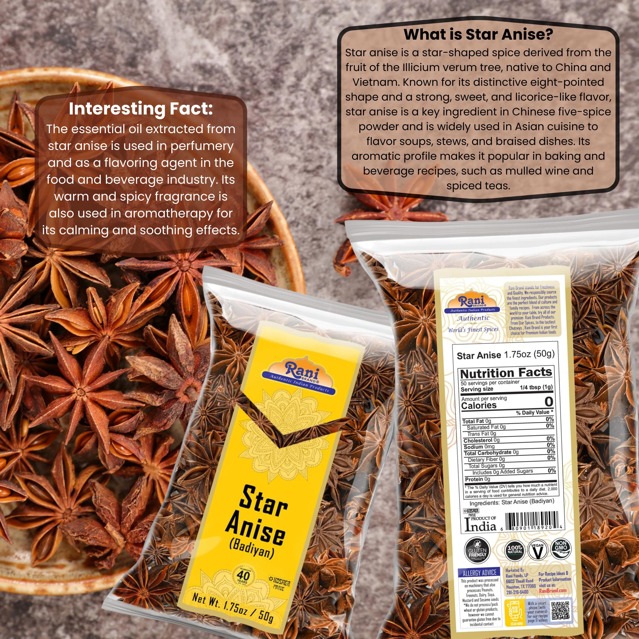 Rani Star Anise pods offer versatile flavor for culinary experimentation.
