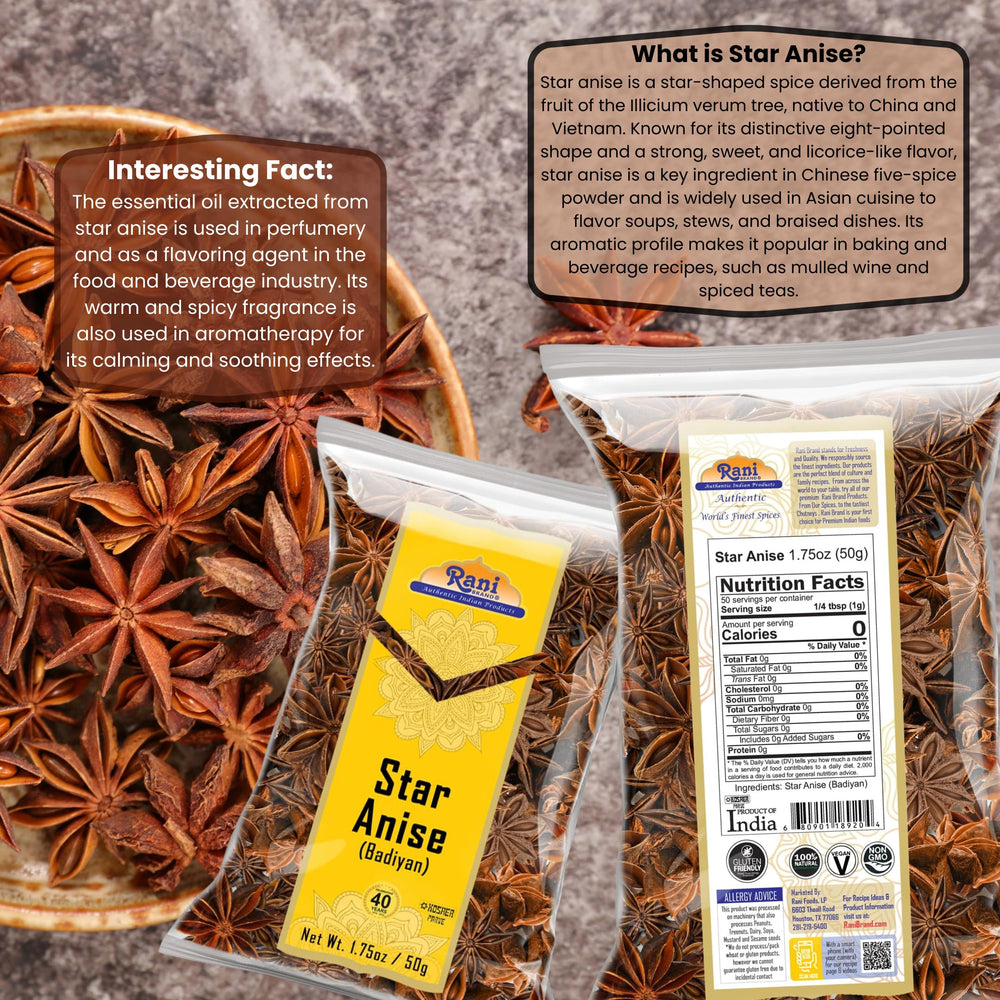 Rani Star Anise pods offer versatile flavor for culinary experimentation.