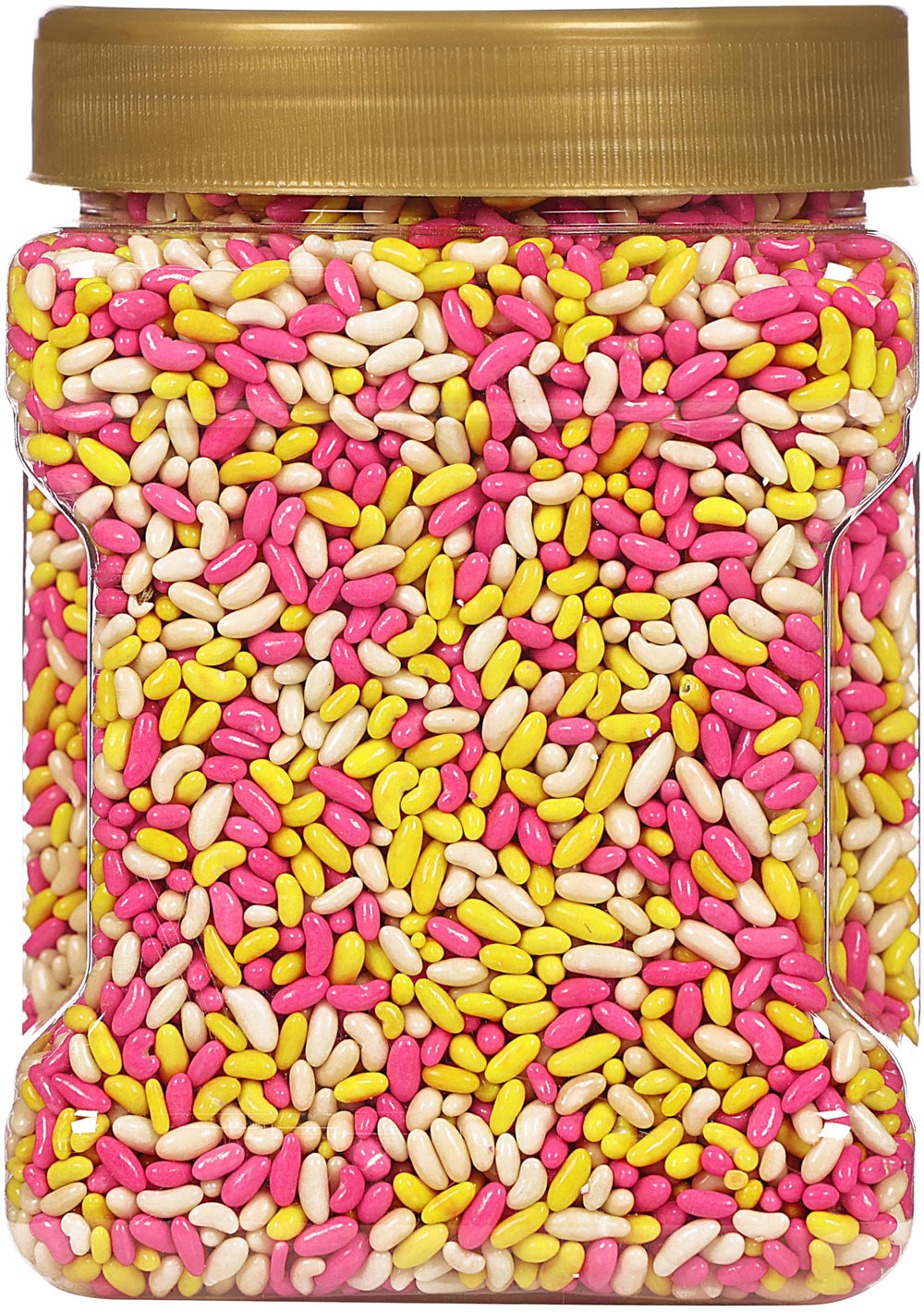 Rani sugar coated fennel candy jar back view with reseal feature