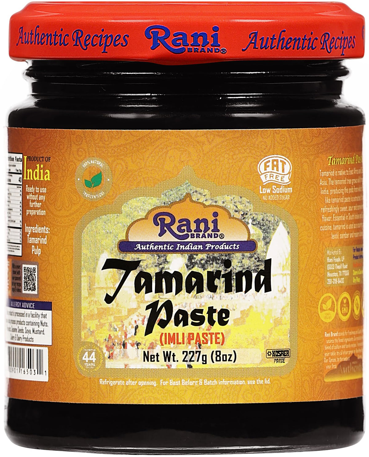 Rani Tamarind Paste in a glass jar ready for authentic chutneys.