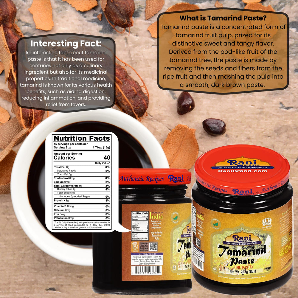 Rani Tamarind Paste spoon-dip highlighting smooth texture for sauces.