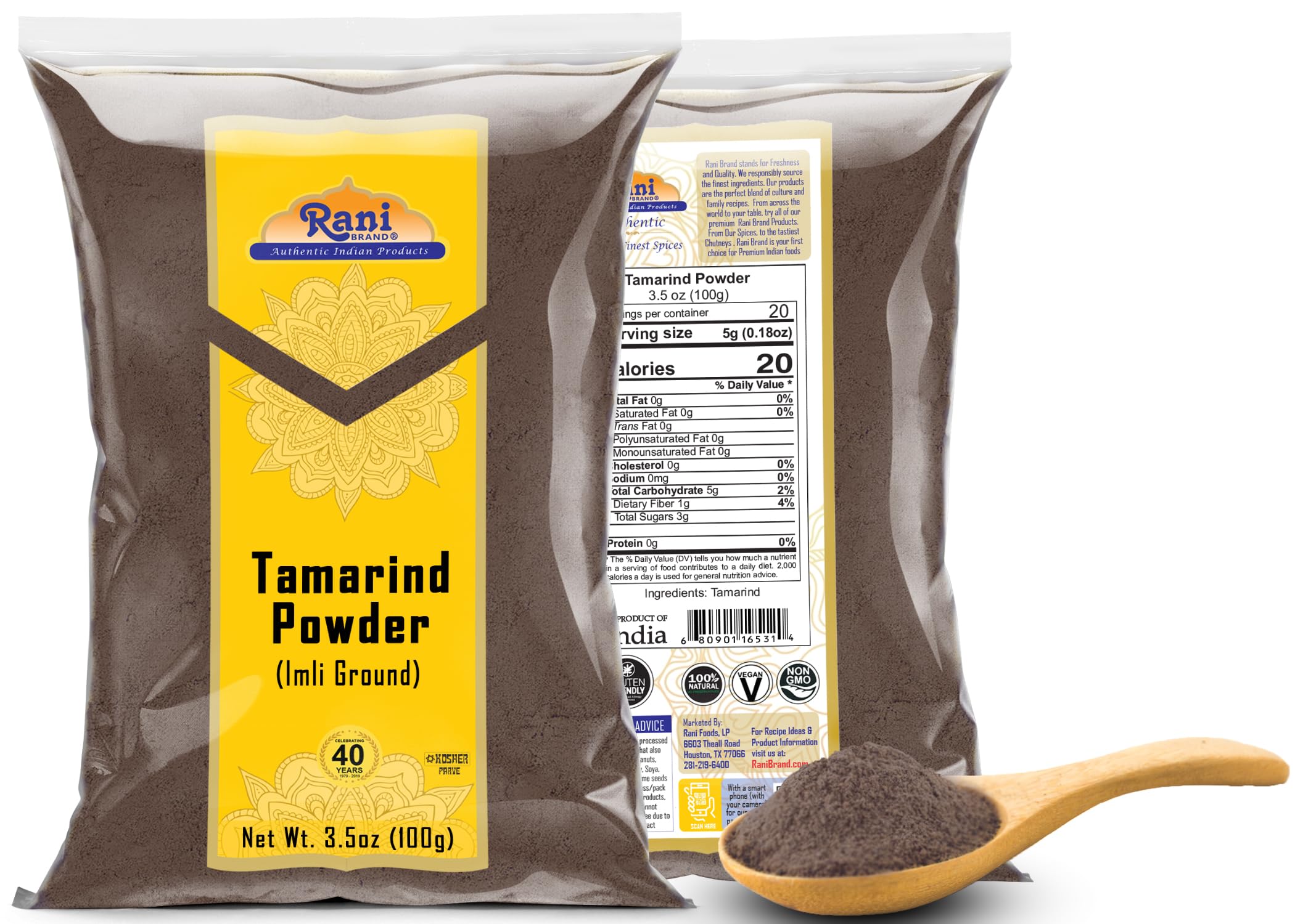 Rani Tamarind Powder dry ingredient spread on wooden board
