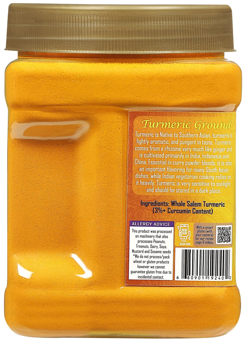 Rani turmeric jar ready for pantry storage in 16 oz packaging.