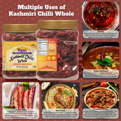 Rani Kashmiri Chilli Whole close-up reveals deep red color and texture.