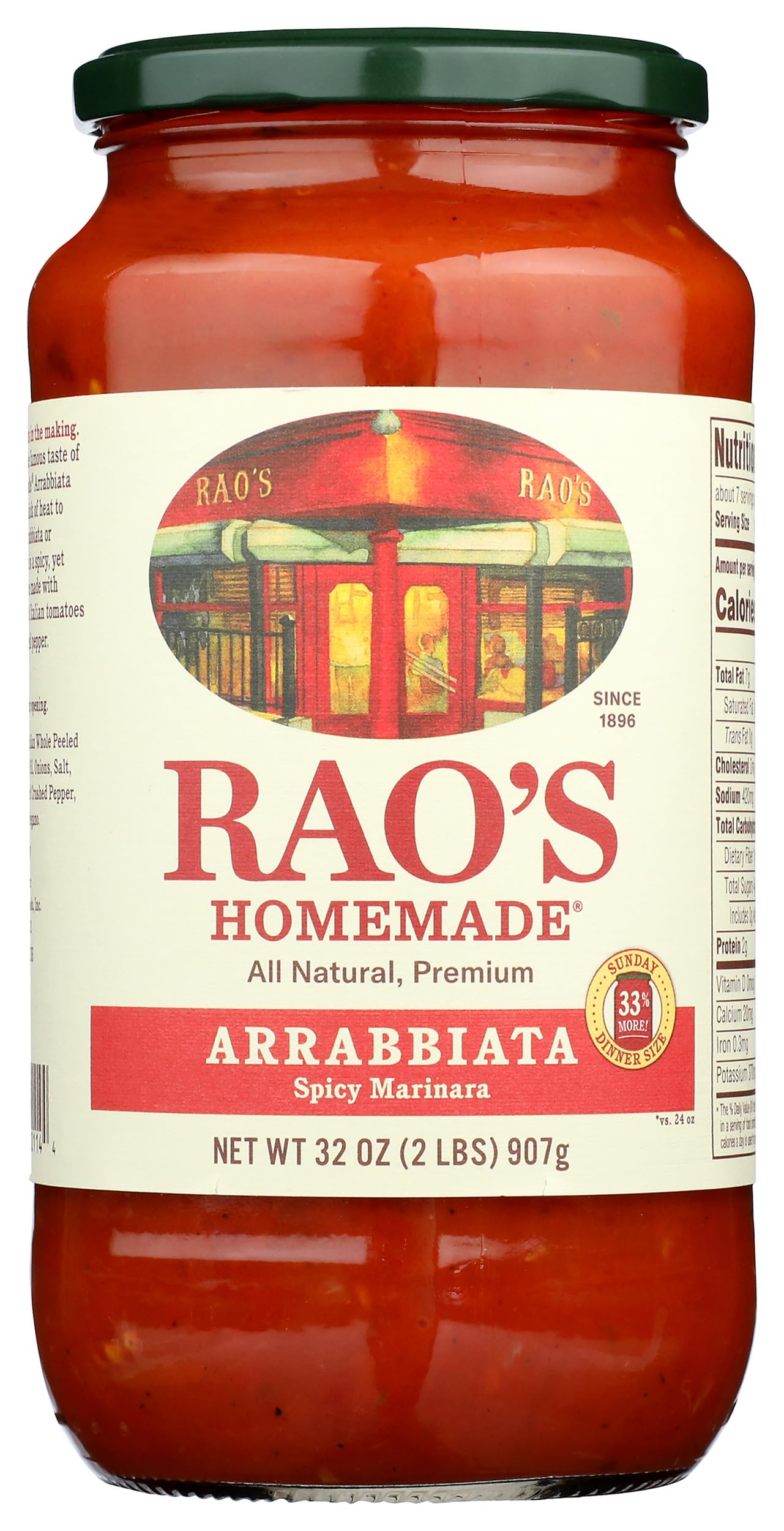 Rao's Arrabbiata 32oz bottle ready for quick weeknight pasta