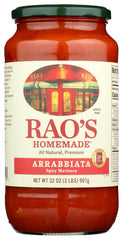 Rao's Arrabbiata 32oz bottle ready for quick weeknight pasta
