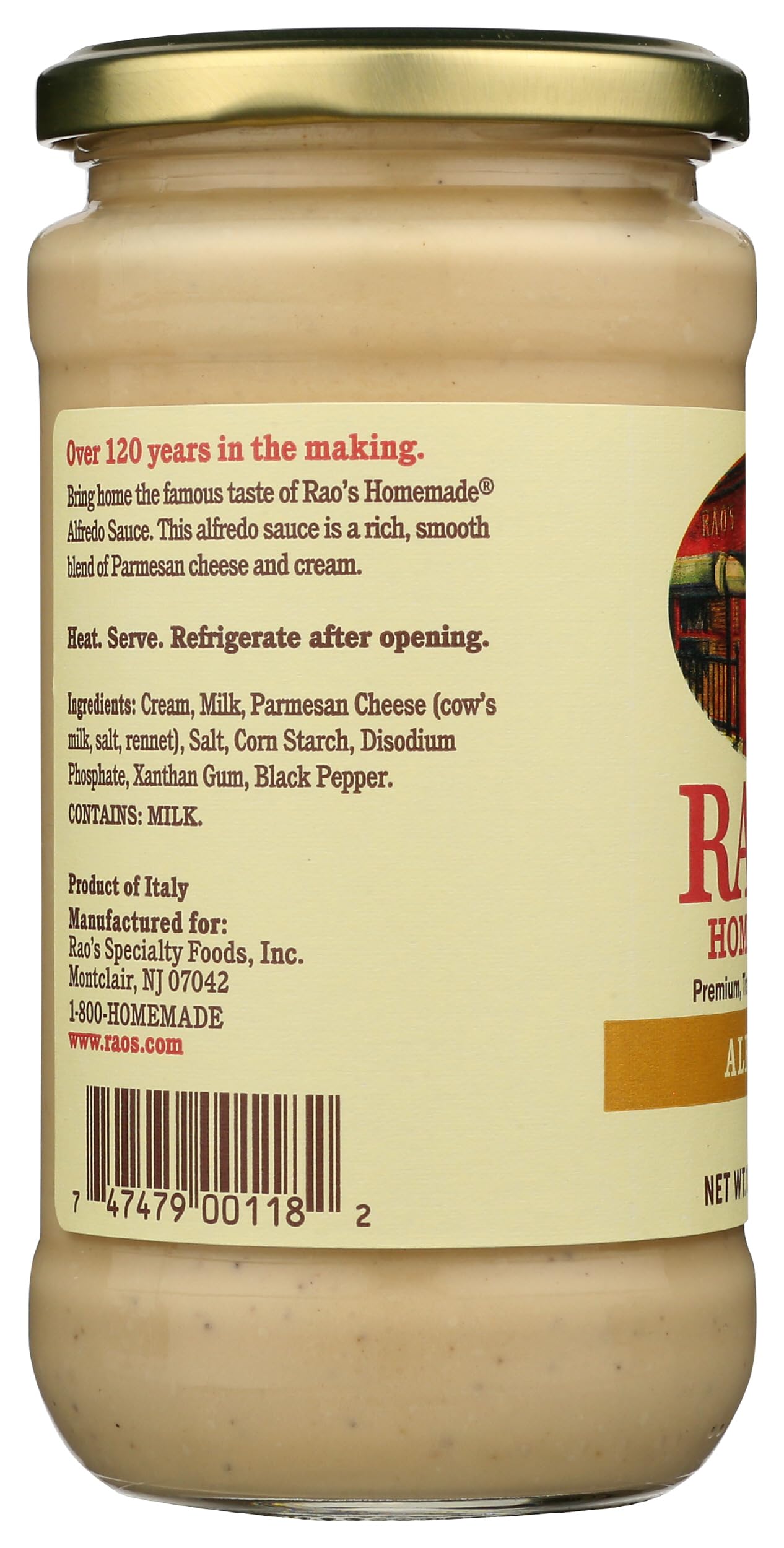 Close-up of Rao's Alfredo ingredients showing premium quality