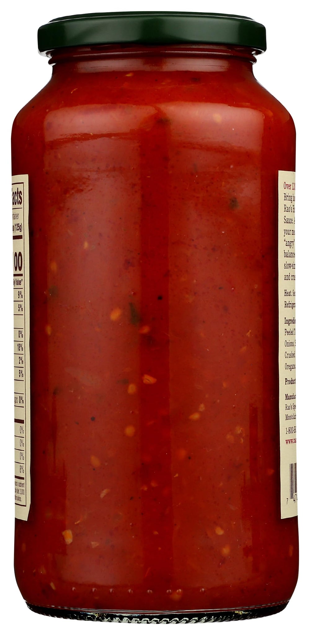 Crushed red pepper visible in Rao's Arrabbiata sauce.