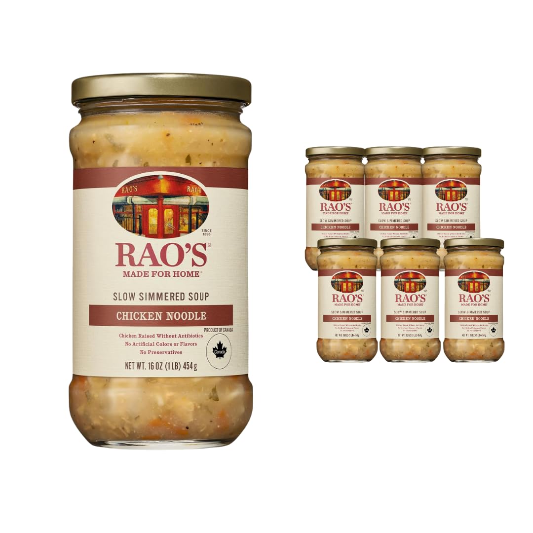 Rao's Homemade Chicken Noodle Soup bowl ready to enjoy, comforting warmth in every spoonful