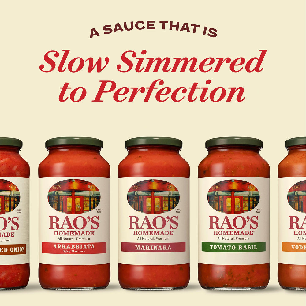 Rao's jar opened on stovetop, ready to simmer into sauces.