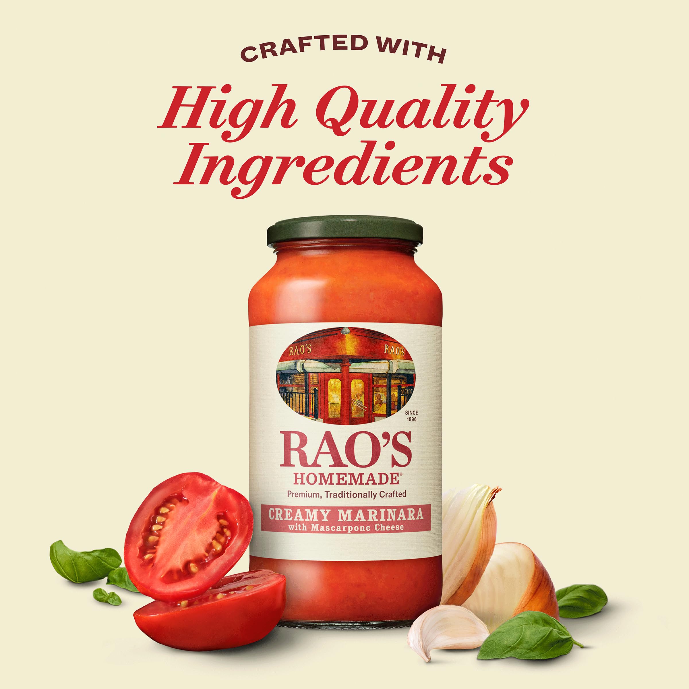 Rao's Creamy Marinara Mascarpone texture closeup reveals silky, rich sauce.