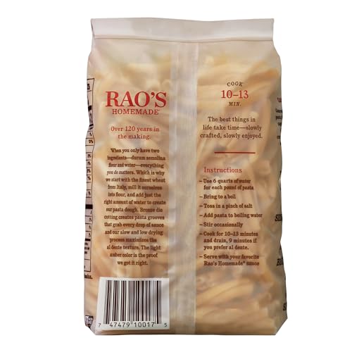 Rao's durum semolina close-up highlights quality ingredients.