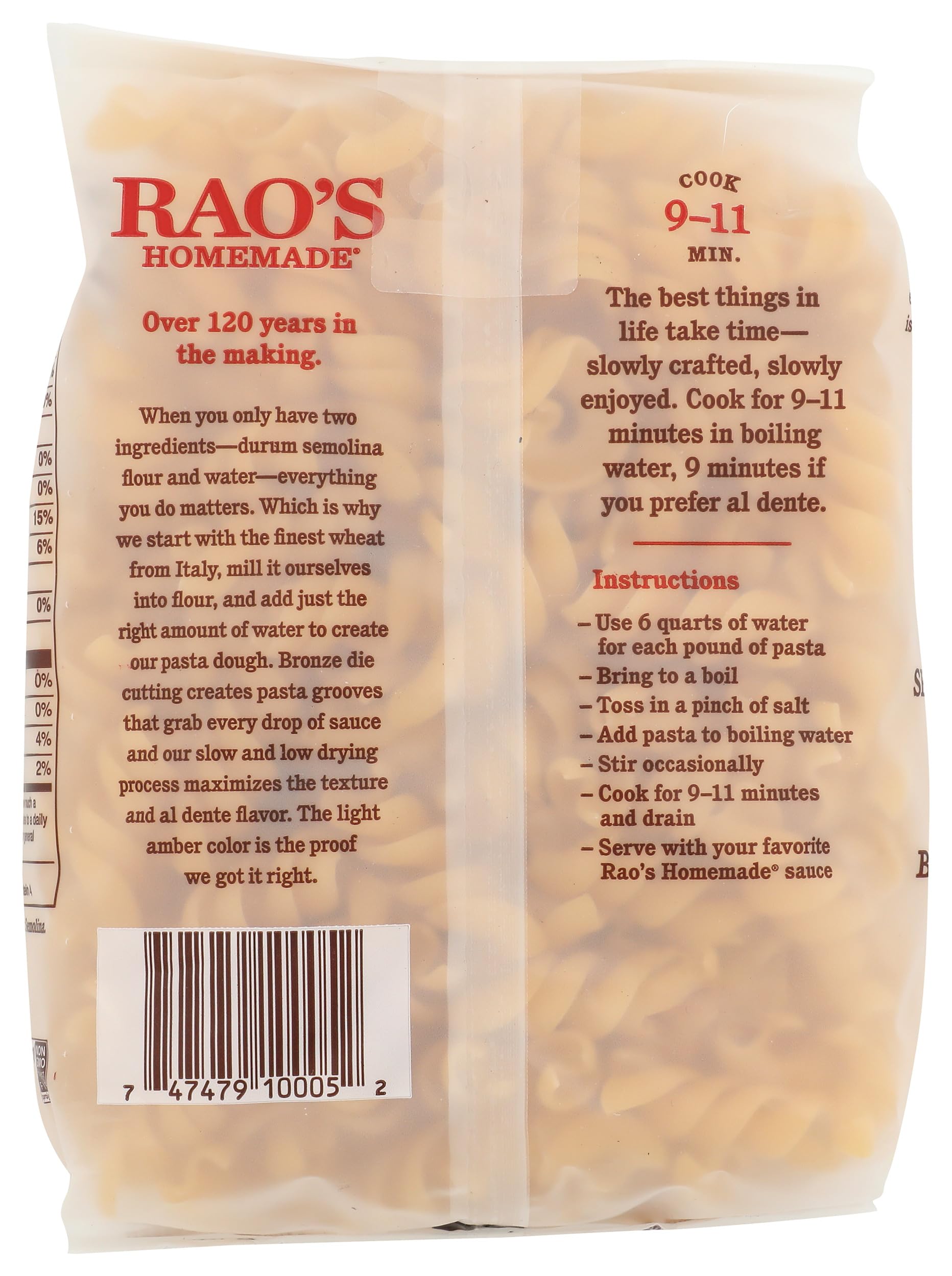 Rao's Fusilli cooked plate showing corkscrew shape and sauce cling