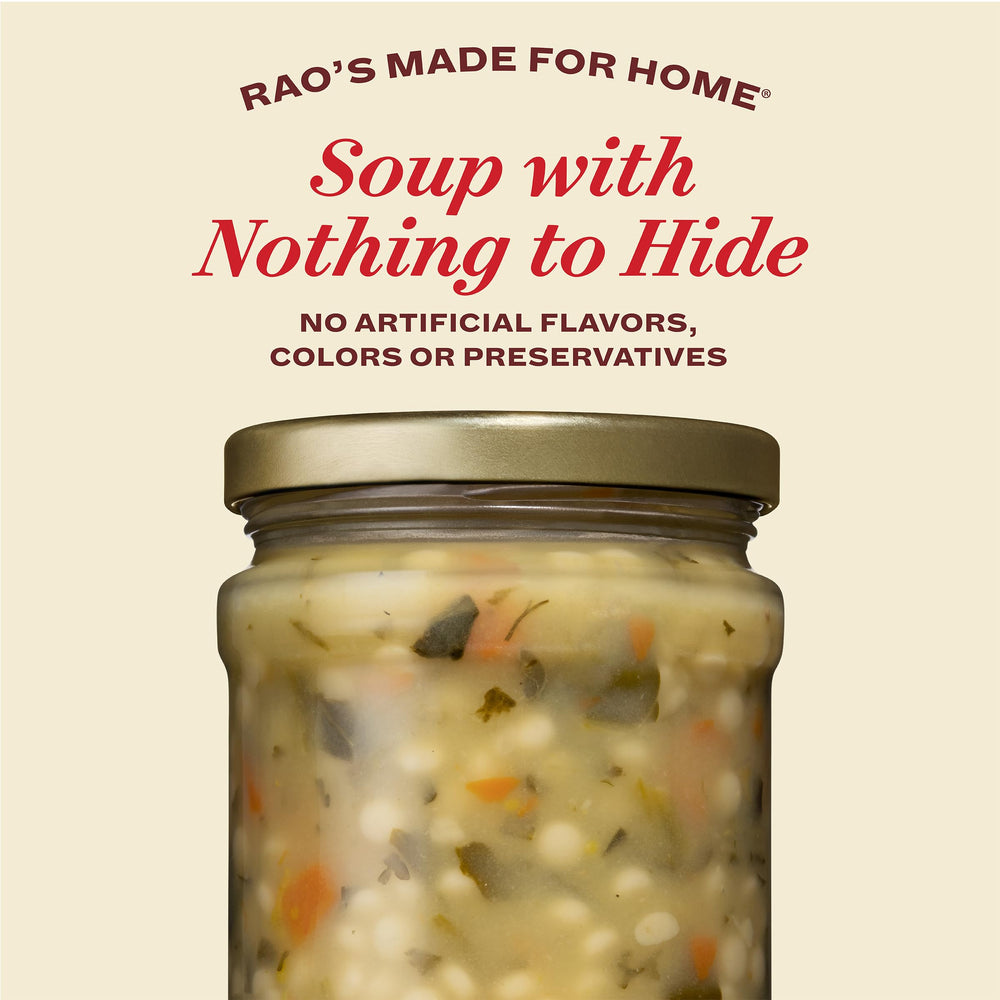Rao's packaging on shelf, convenient family meal option.