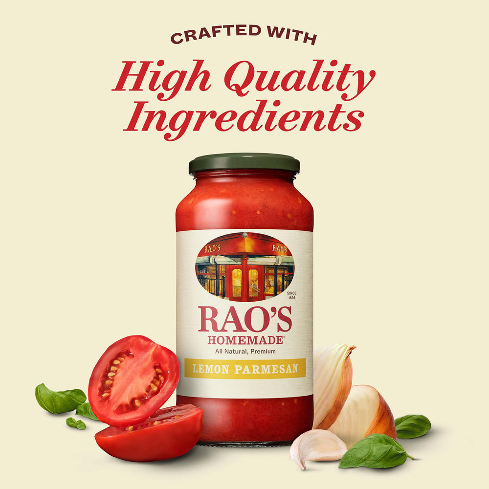 Rao's Lemon Marinara ingredients list on label with tomatoes and herbs
